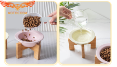 Керамическая миска для кошек серая